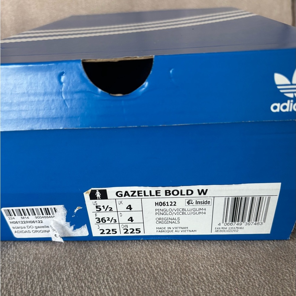 adidas Women's Pink Sneakers with Blue Stripes - Picture 10 of 12